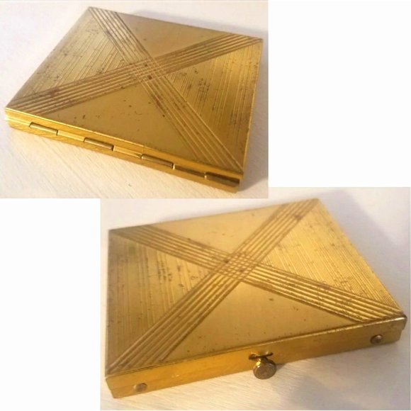 Vintage Dorset Square Gold Powder Compact With Mirror, Puff & Screen - Picture 8 of 10